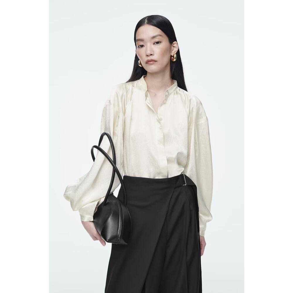 COS Relaxed Pleated-detail Satin Shirt - 44 - Champagne - Picture 4 of 6